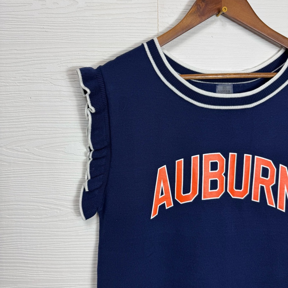 Auburn Navy Sleeveless Ruffle Bring The Drama Top - Picture 4 of 9